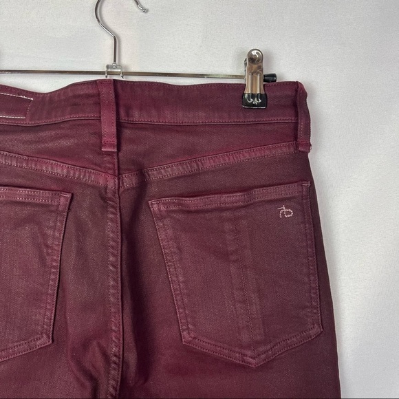 Rag & Bone Nina High Rise Ankle Skinny Coated Wine Red Skinny Jeans 27 - Picture 5 of 7